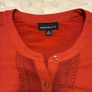 Fortune + Ivy Terracotta Button Down Shirt